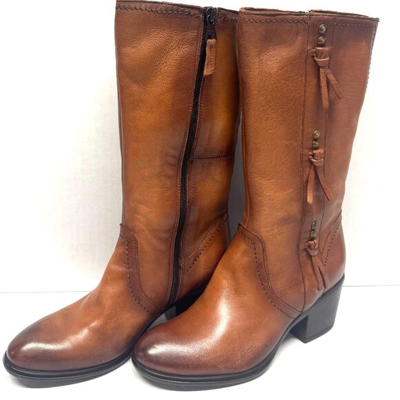 MIZ MOOZ SIDE ZIP BOOTS ELASTIC GORE BRANDY 37EU / 7US NEW # Z-01 - Picture 1 of 5